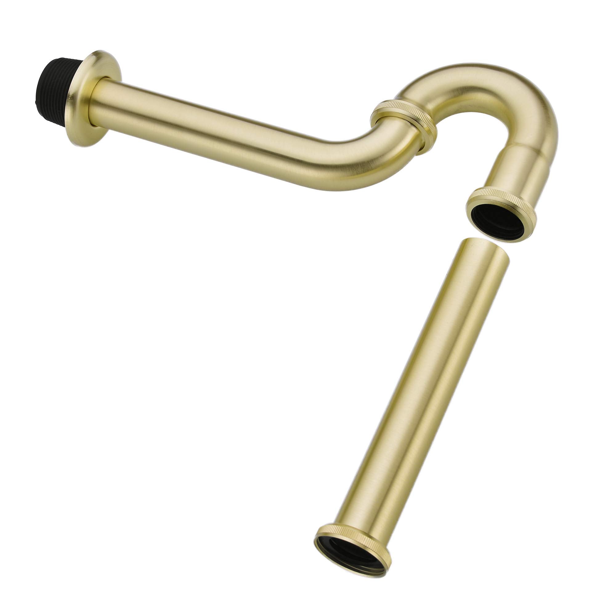 Solid brass P-trap with 1-1/4 inch slip inlet for US plumbing compatibility.