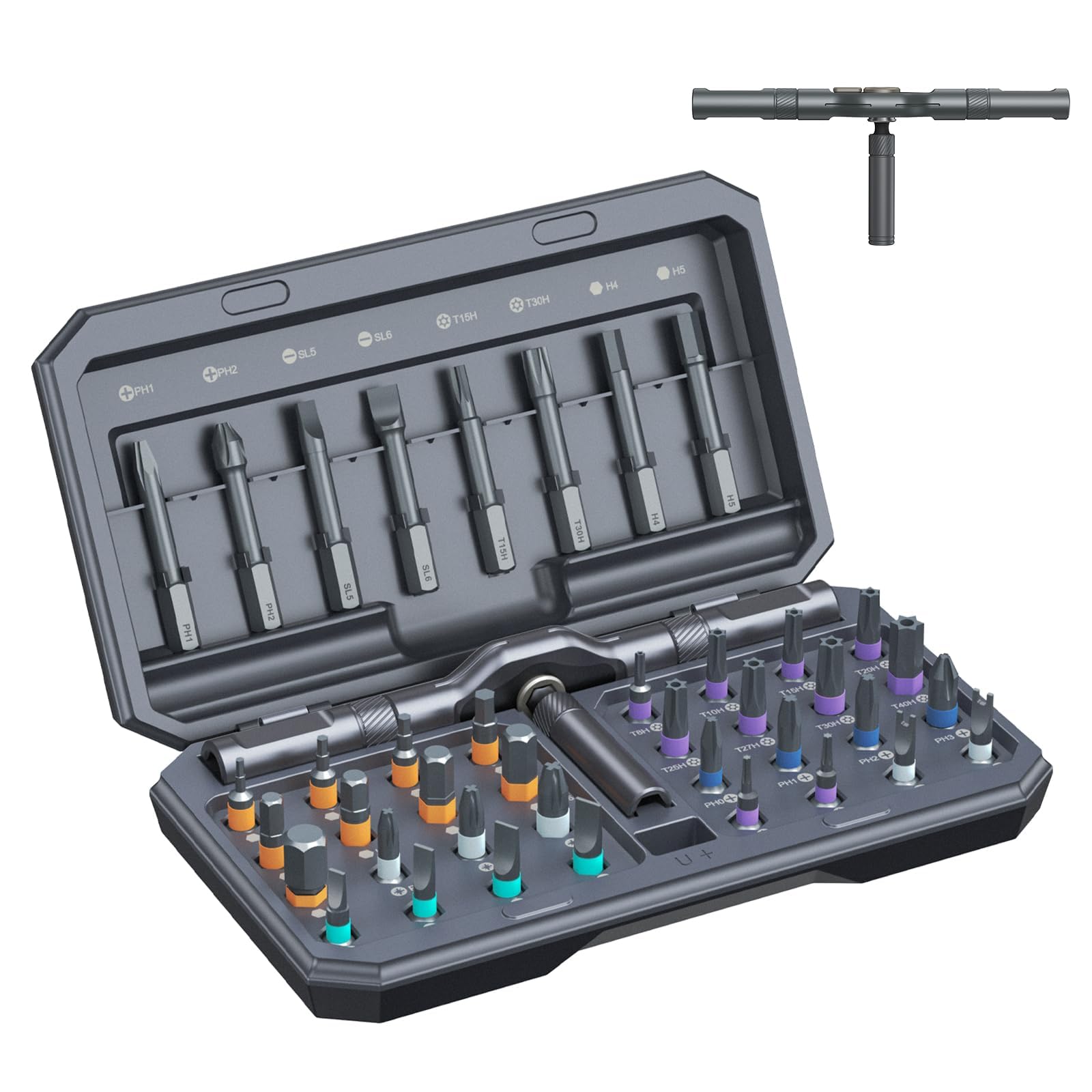 ORIA 42-in-1 magnetic screwdriver set ready for versatile home repairs.
