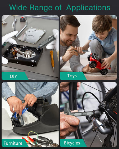 ORIA magnetic bits attach firmly for stable precision during assembly.