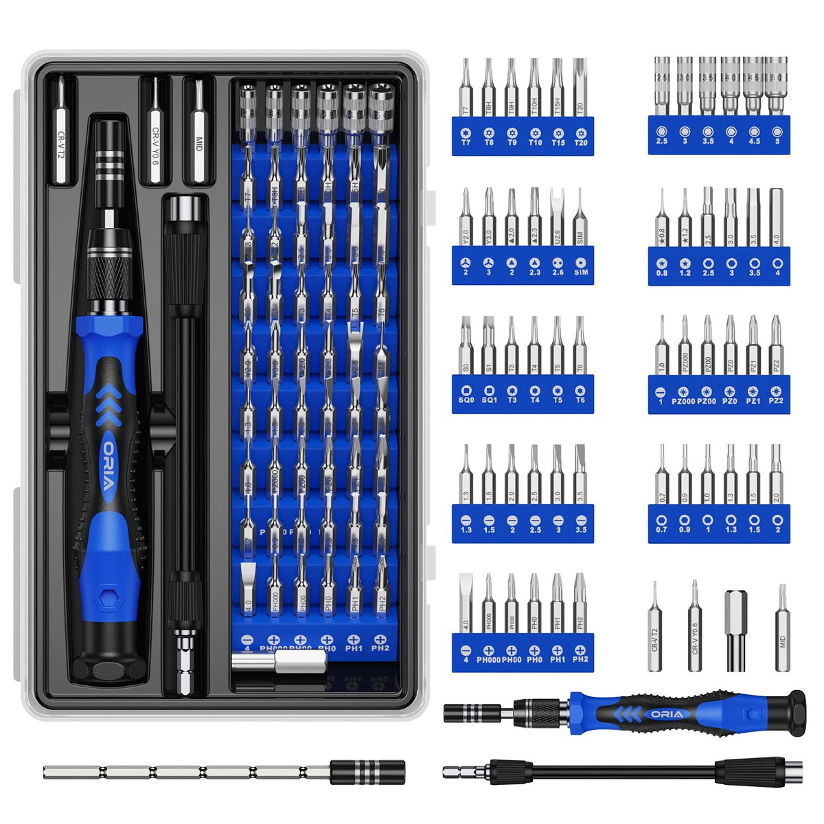 ORIA precision screwdriver set 61-in-1 ready for electronics repair tasks.