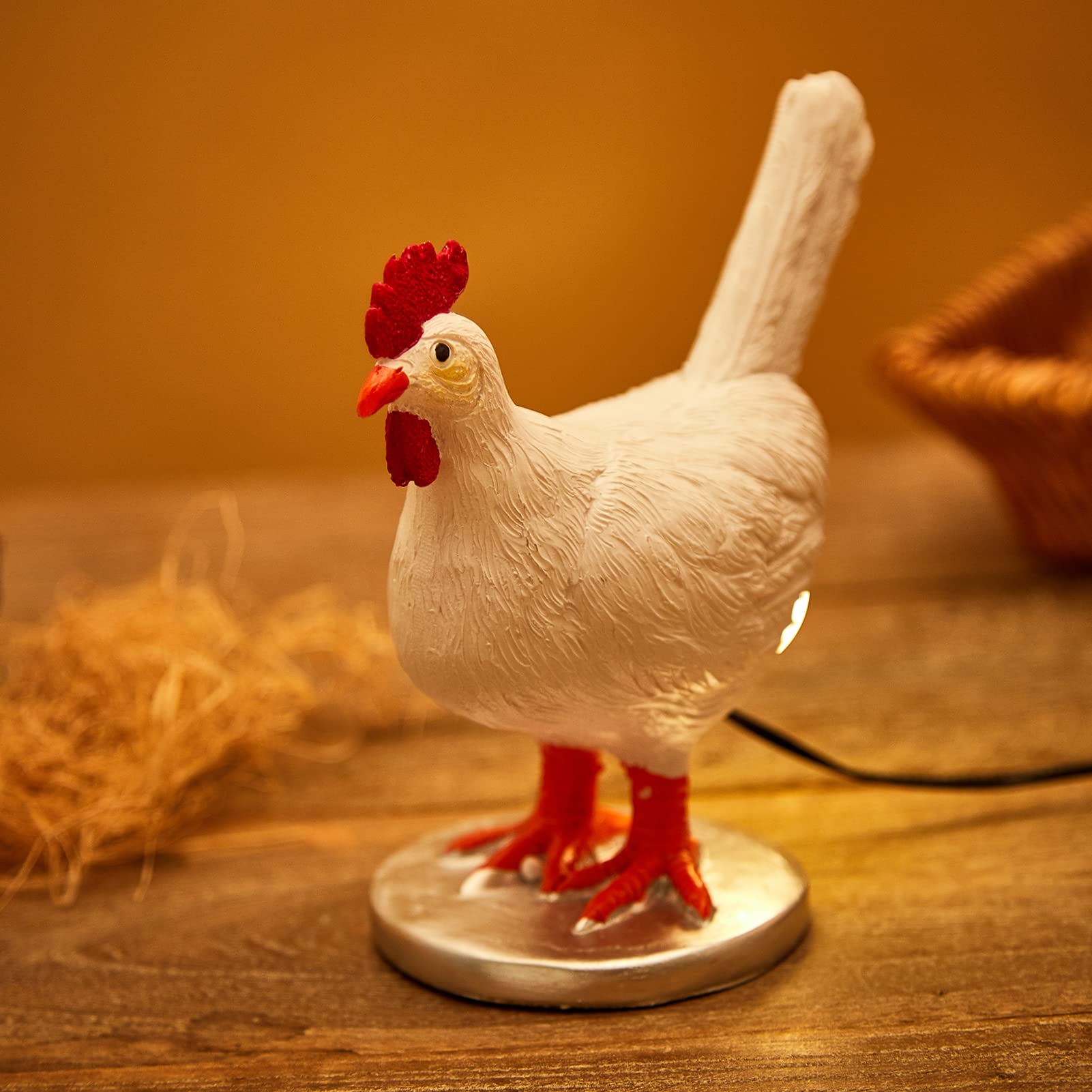 Oriamde bronze chicken egg lamp detail showing lifelike resin finish