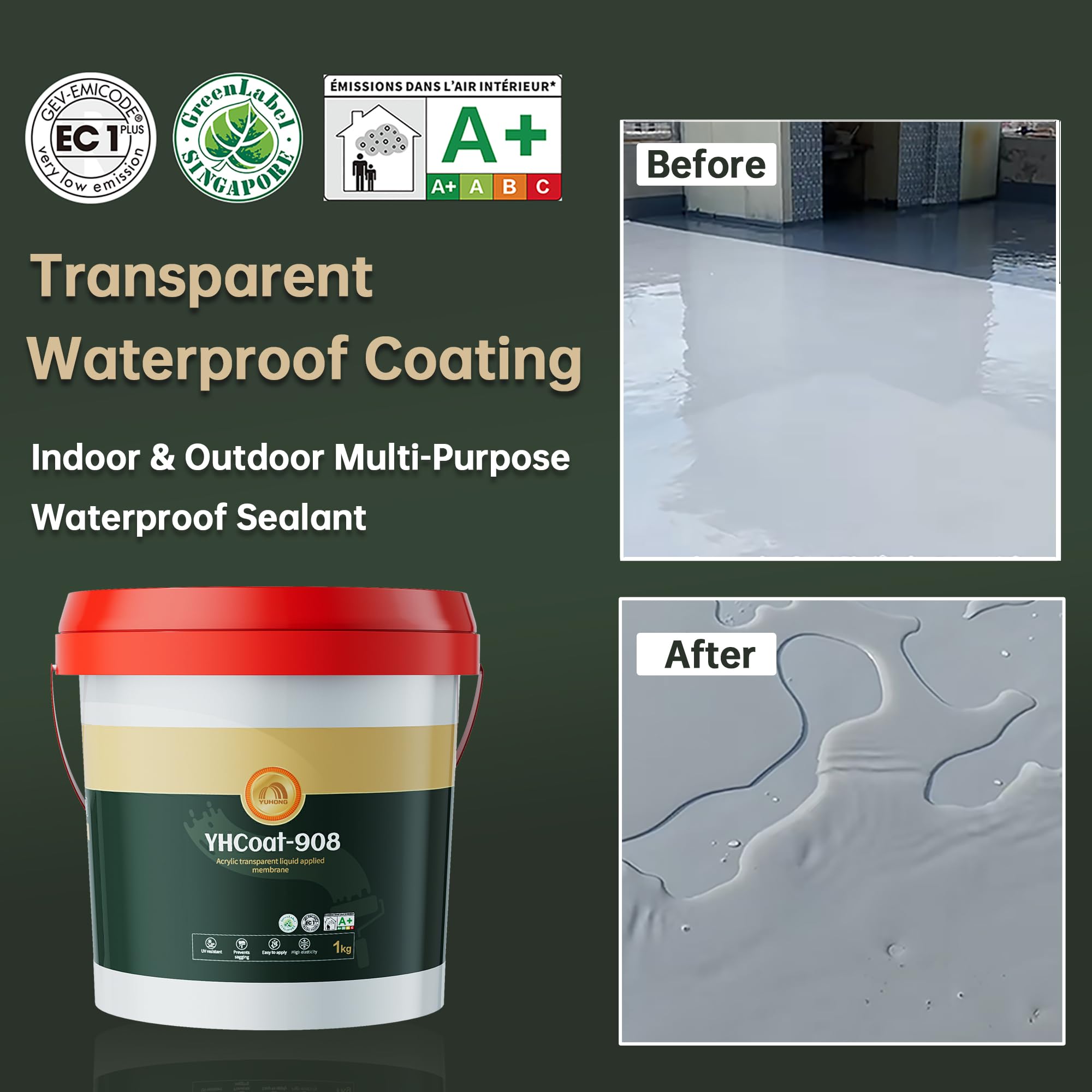 Oriental Yuhong YHcoat-908 brush application shows precise sealing on surfaces.