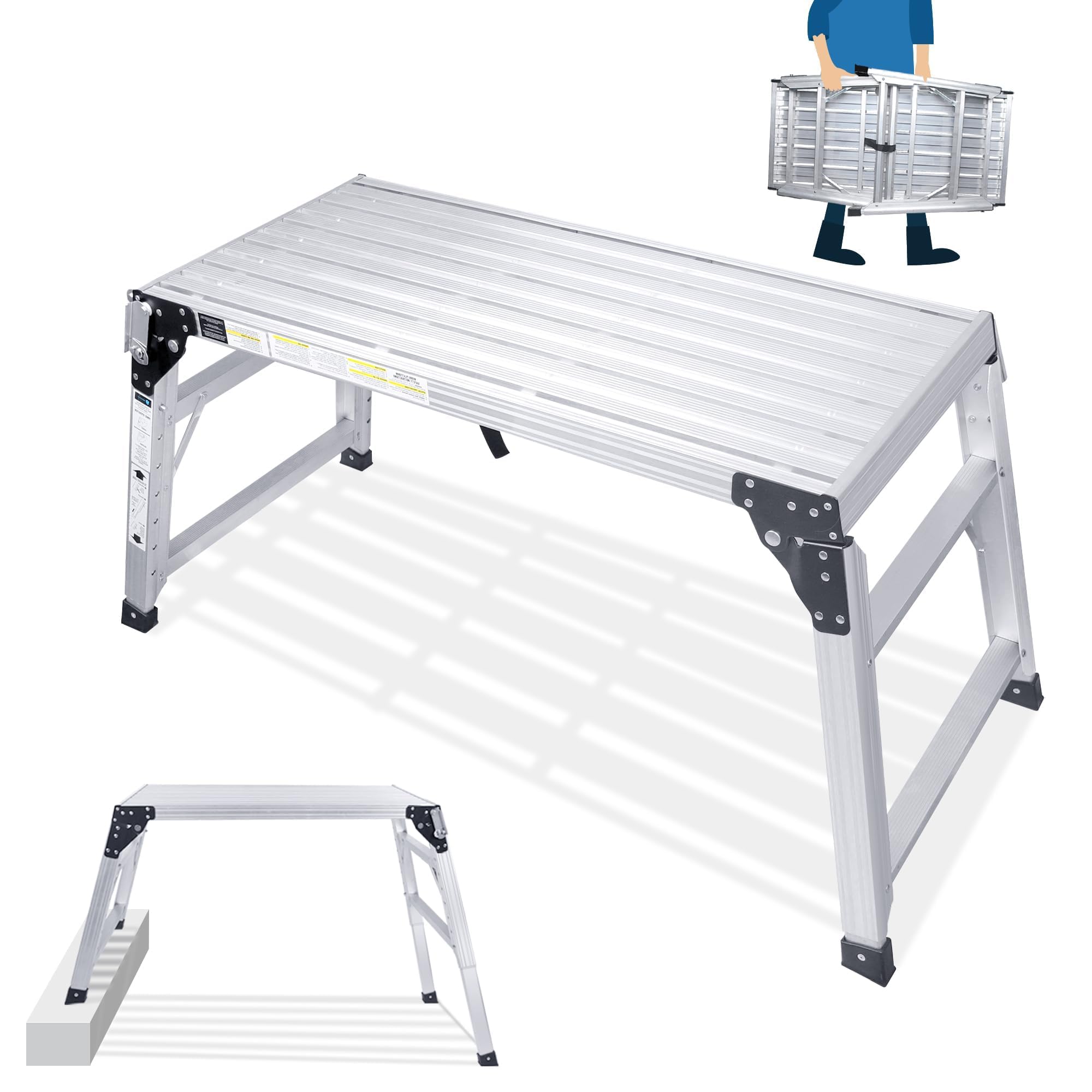 Orientools adjustable work platform with a large surface for safer tasks.