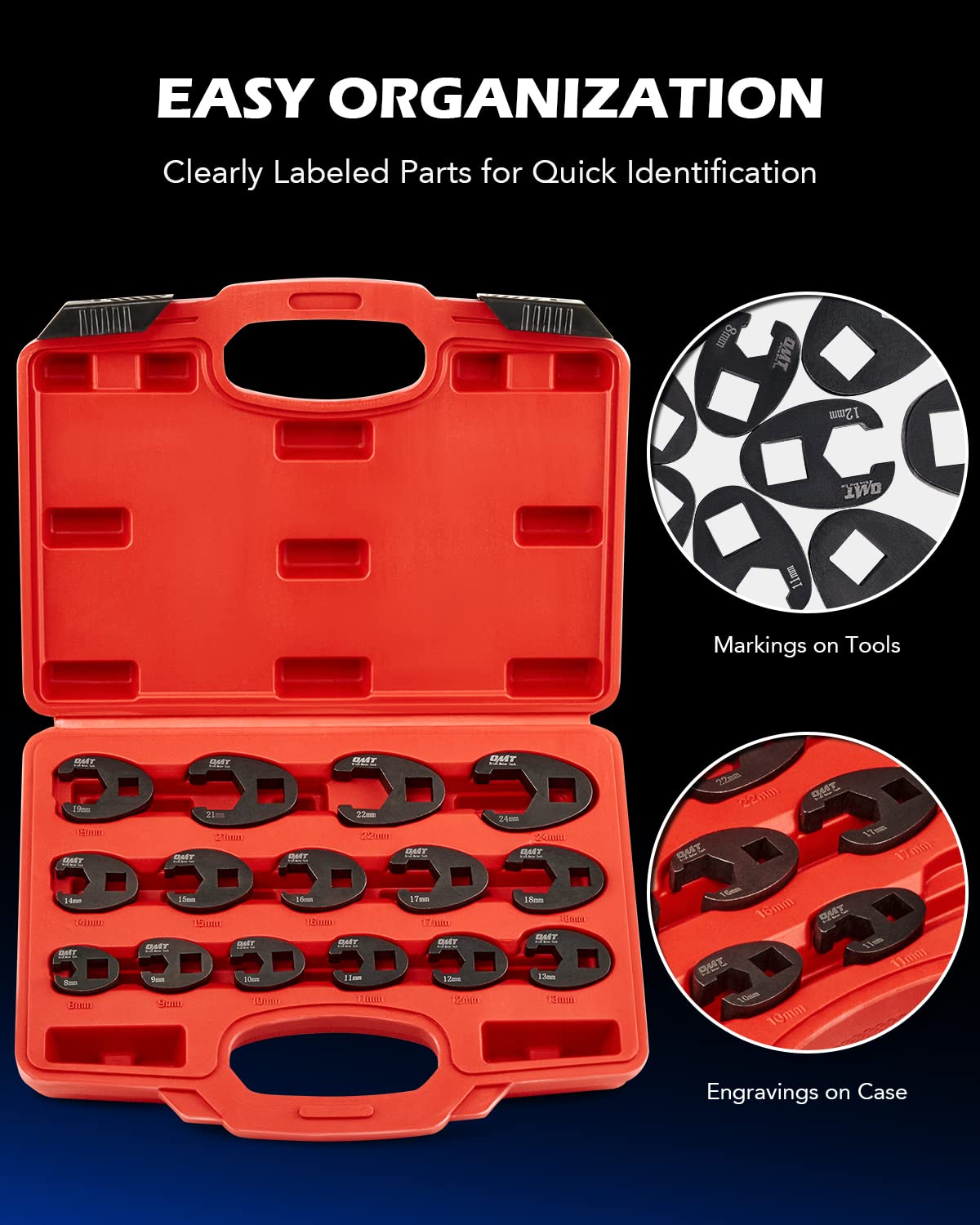 Orion Motor Tech compatible with 3/8 inch and 1/2 inch drive ratchets for versatility.