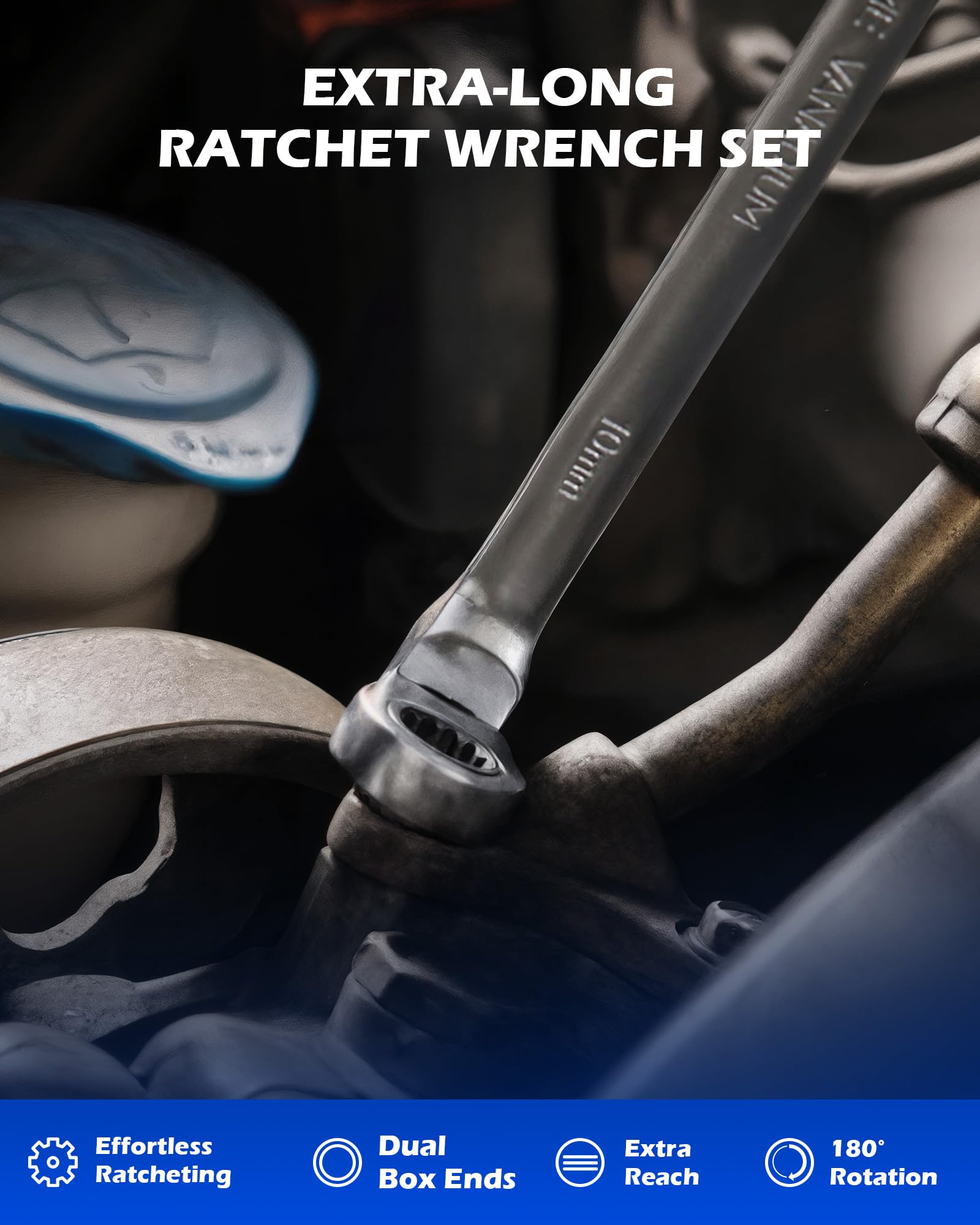 Orion Motor Tech wrenches laid out by metric sizes for efficient repairs.