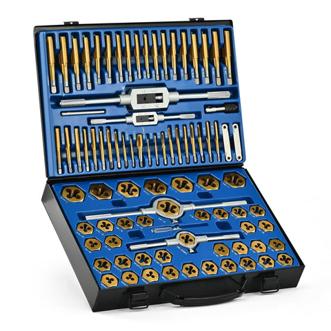 Orion Motor Tech 86pc tap and die set in case for portable threading projects.