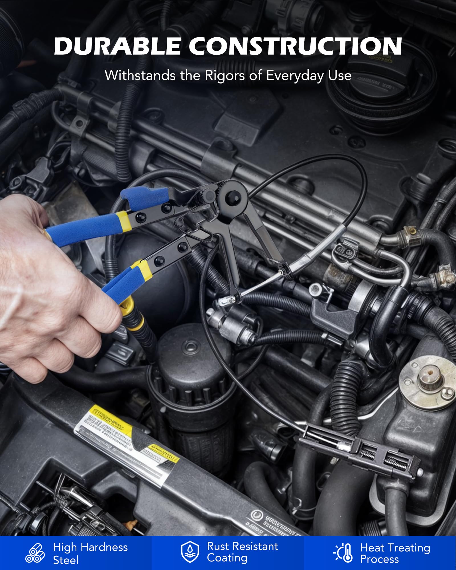 Orion Motor Tech angled flat-band hose pliers for tight spaces.
