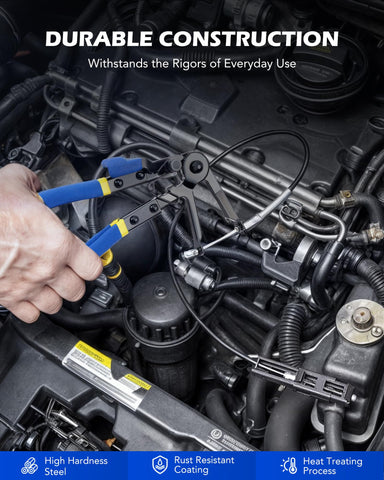 Orion Motor Tech angled flat-band hose pliers for tight spaces.