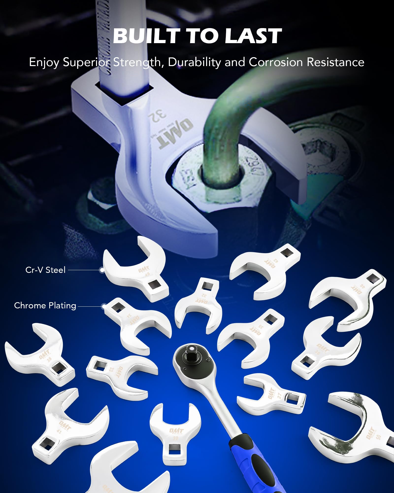 Chrome-plated durability protects against corrosion during workshop use.