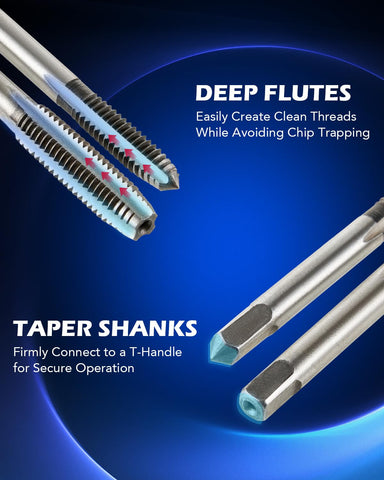Orion Motor Tech chromium steel tools resist wear during threading.