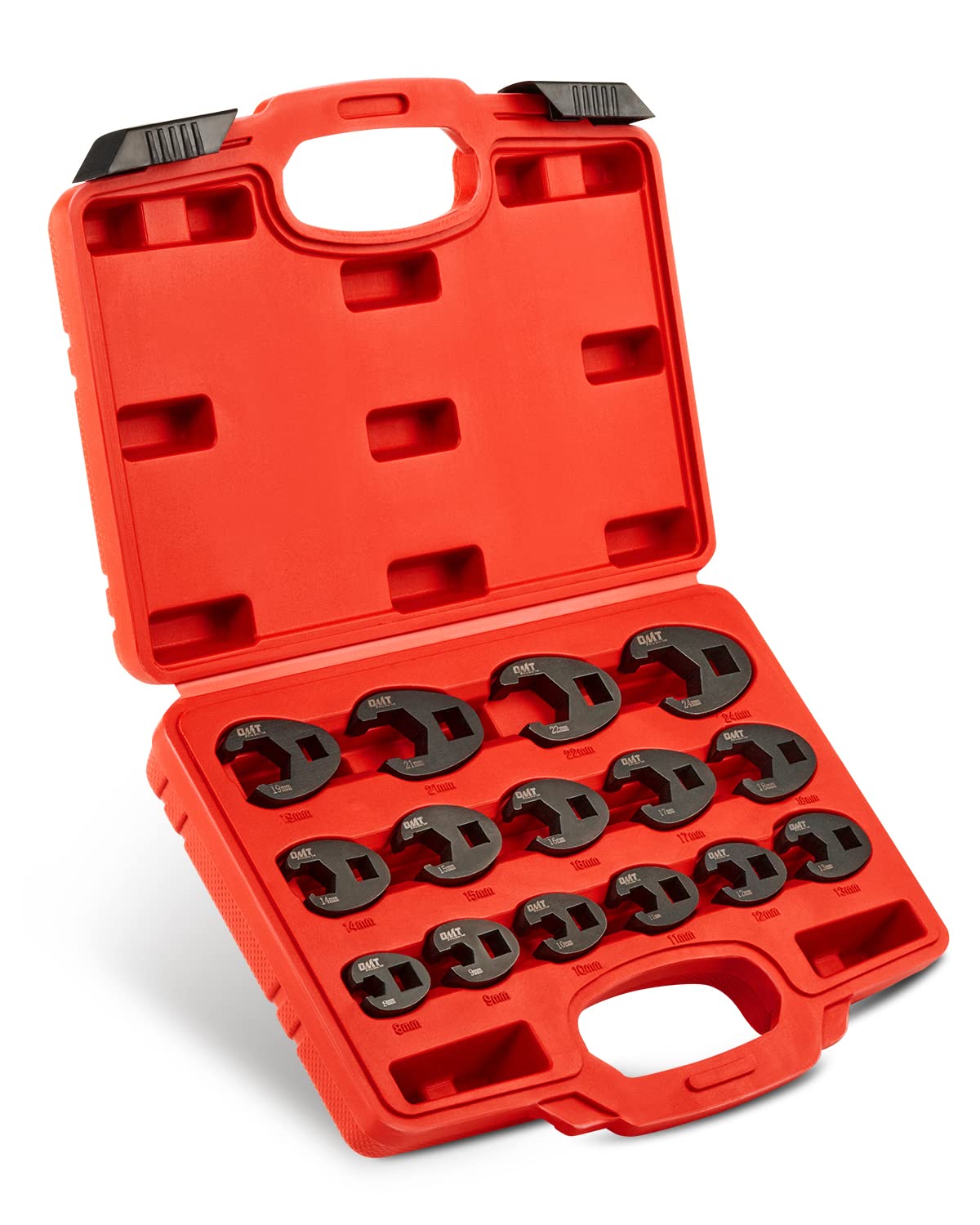 Orion Motor Tech crowfoot wrenches in the 8–24 mm range deliver a secure grip for flare nuts.