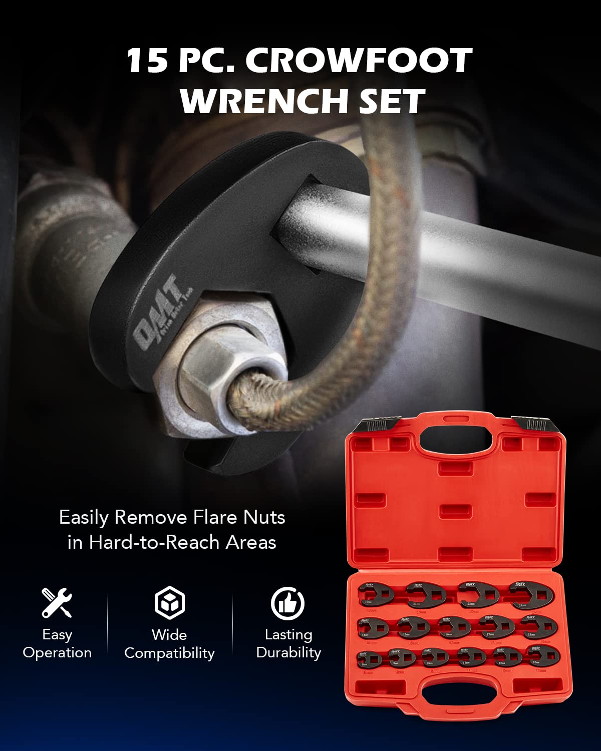 Orion Motor Tech storage case keeps the 15-piece set organized and ready for work.