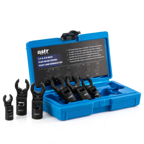 Orion Motor Tech crowfoot wrench set with 180-degree flex head for hard-to-reach flare nuts