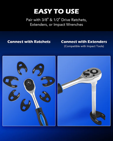 Orion Motor Tech crowfoot wrenches simplify flare nut removal in tight spaces.