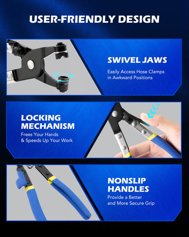 Orion Motor Tech hose removal pliers simplify hose extraction.