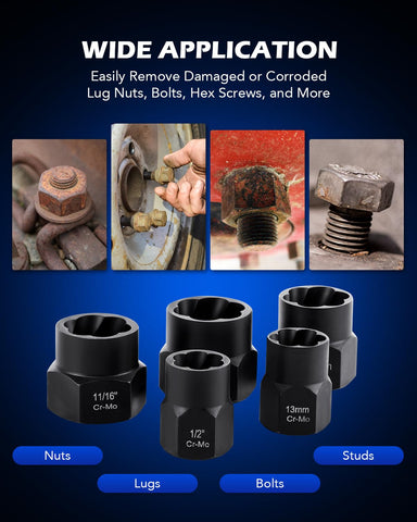 Orion Motor Tech 3/8 drive extractor set facilitates removal of stubborn rusted bolts