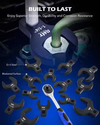 Orion Motor Tech crowfoot wrenches in use on a flare nut under hood.