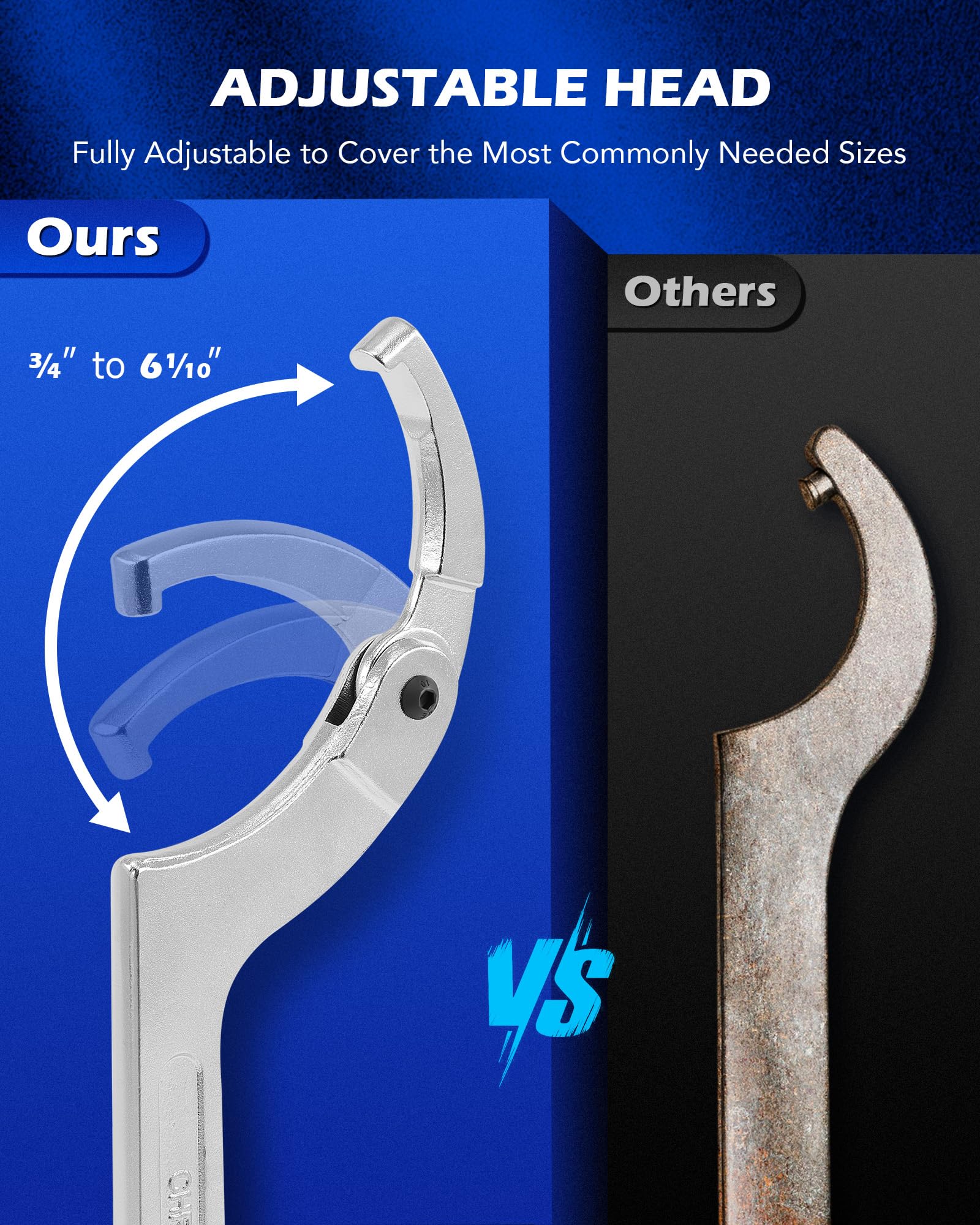 Interchangeable adapters for pin wrenches enabling rapid sizing by Orion Motor Tech