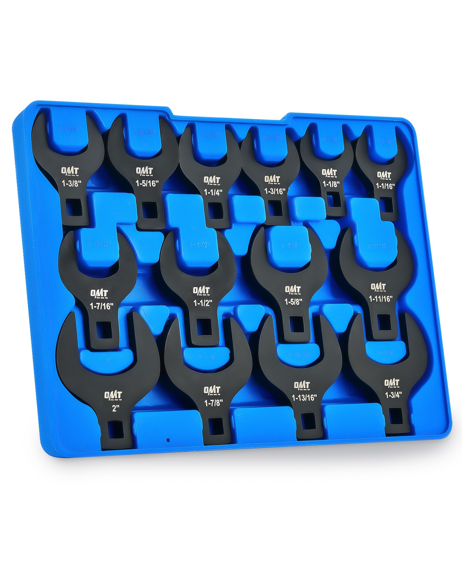 Orion Motor Tech jumbo crowfoot wrenches in carry case for organized toolkit.
