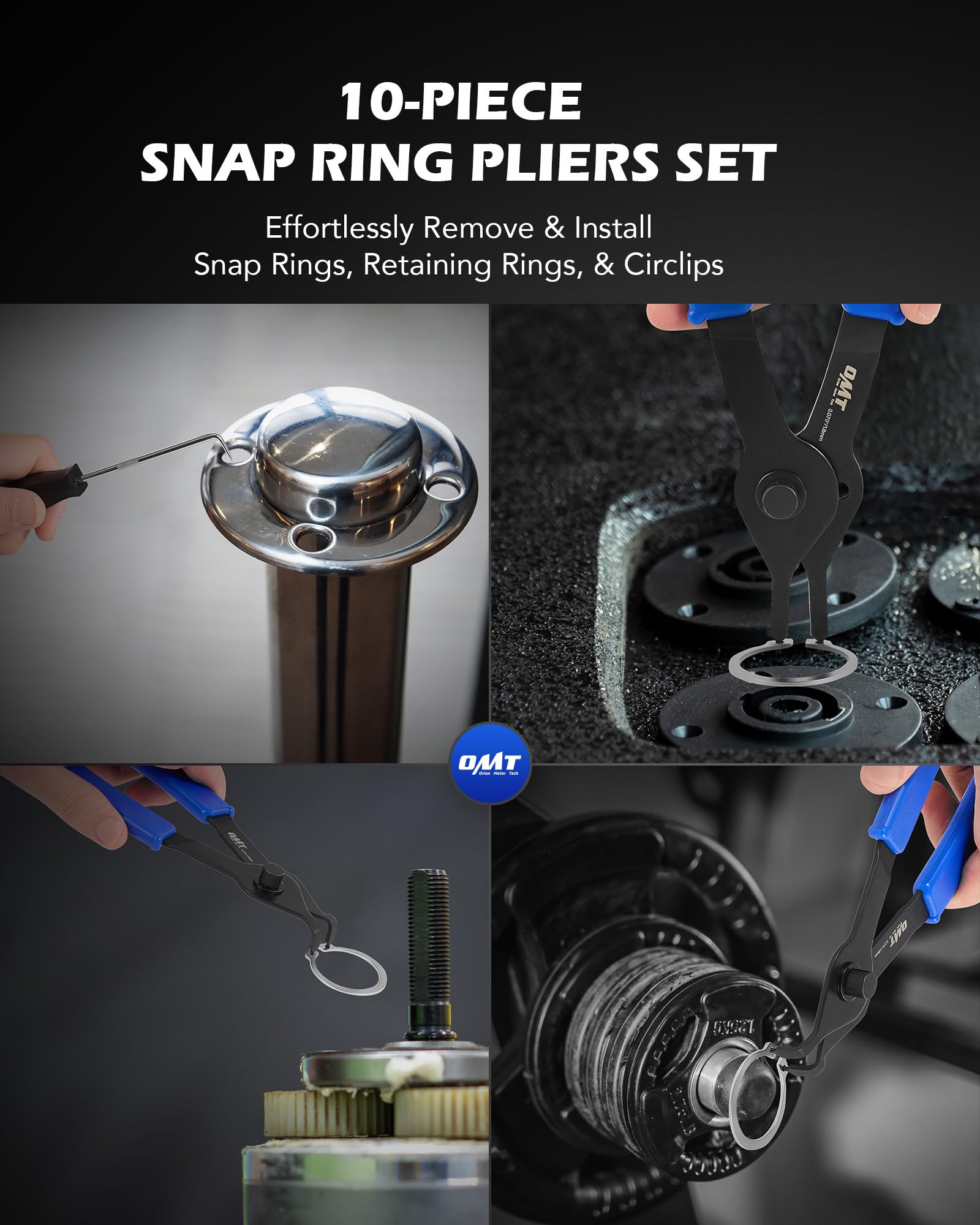 Orion Motor Tech snap ring pliers bent tips reach tight spaces