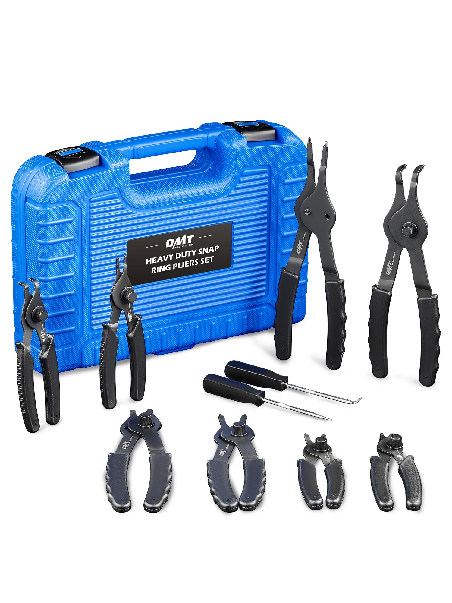 Orion Motor Tech snap ring pliers set full-kit for versatile ring removal tasks.