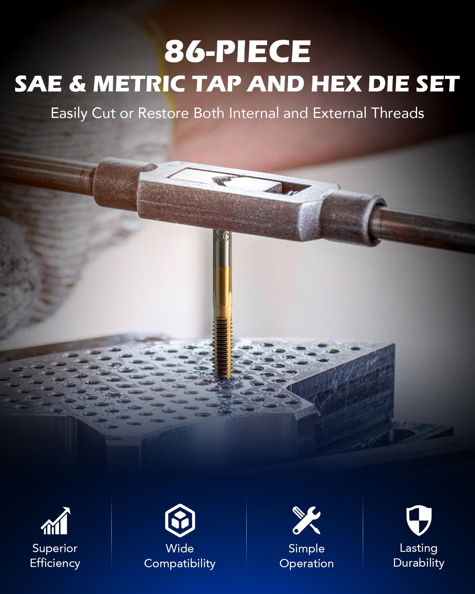 Orion Motor Tech taps and dies wrenches with secure grip for precise threading tasks.