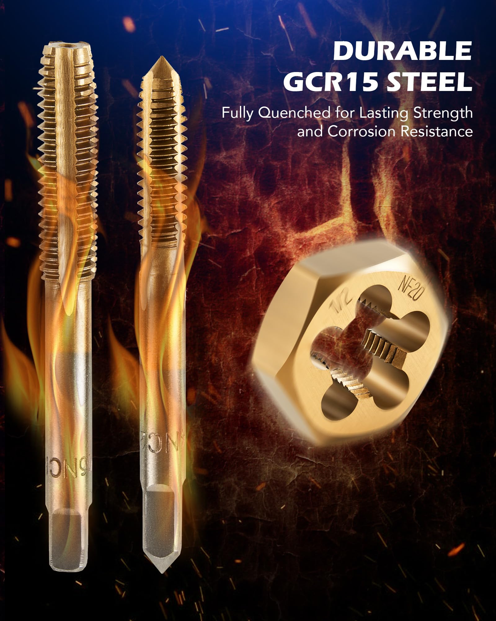 Orion Motor Tech taps and dies in use enable clean internal and external threads.