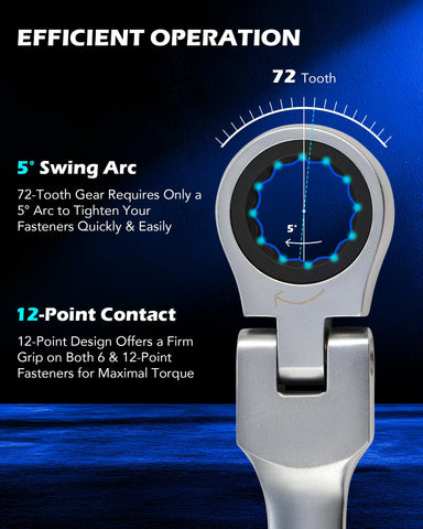 Orion Motor Tech flex-head action aids access in cramped areas.