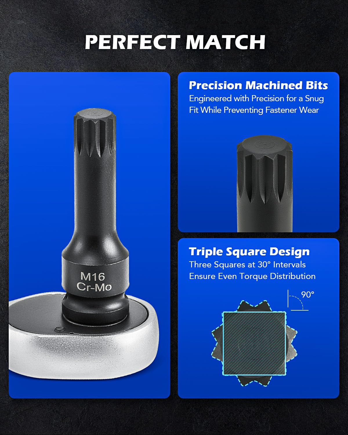 Orion Motor Tech XZN M12 socket with robust Cr-Mo steel construction