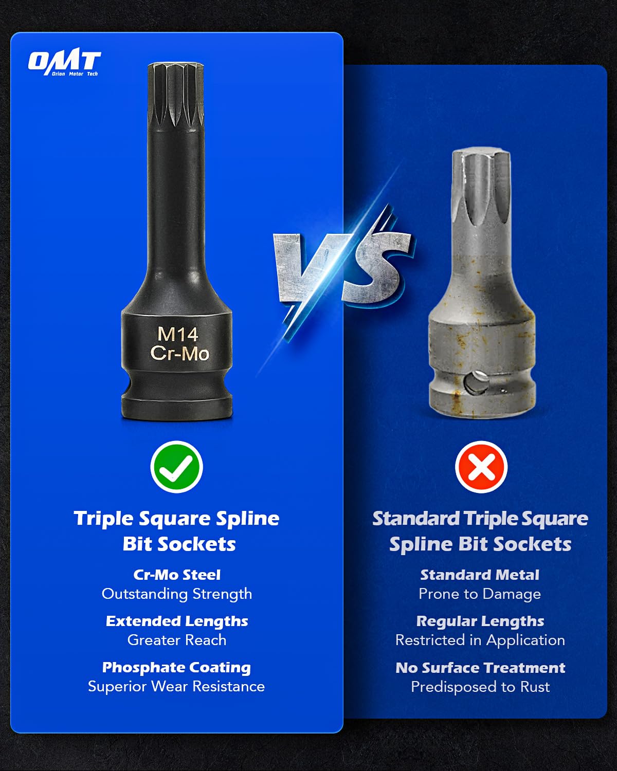 Orion Motor Tech XZN M16 socket showing precision machining for even torque