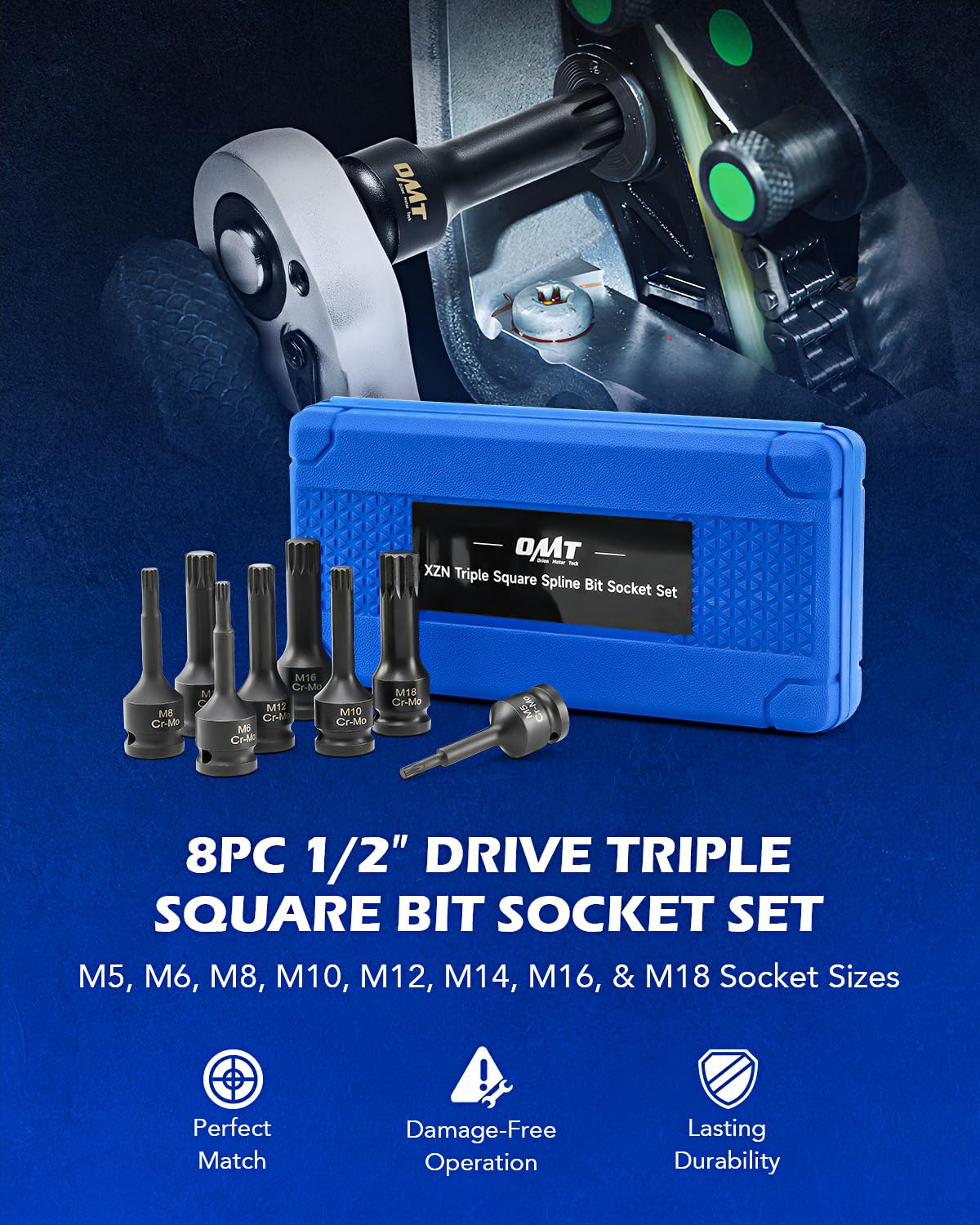 Orion Motor Tech XZN M5 socket close-up for precise triple-square engagement
