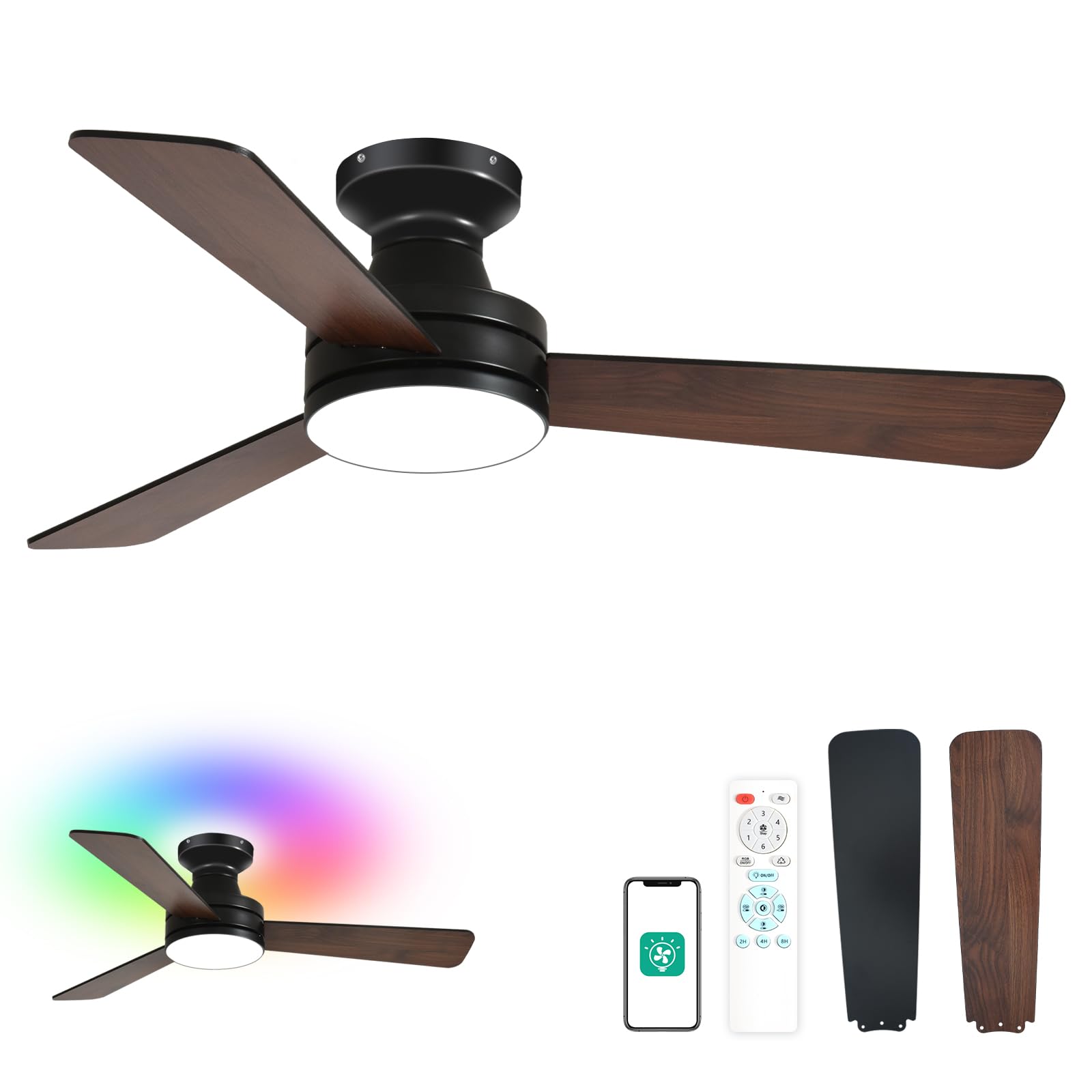 Orison 42-inch ceiling fan with black wood finish delivering strong airflow and stylish ambience
