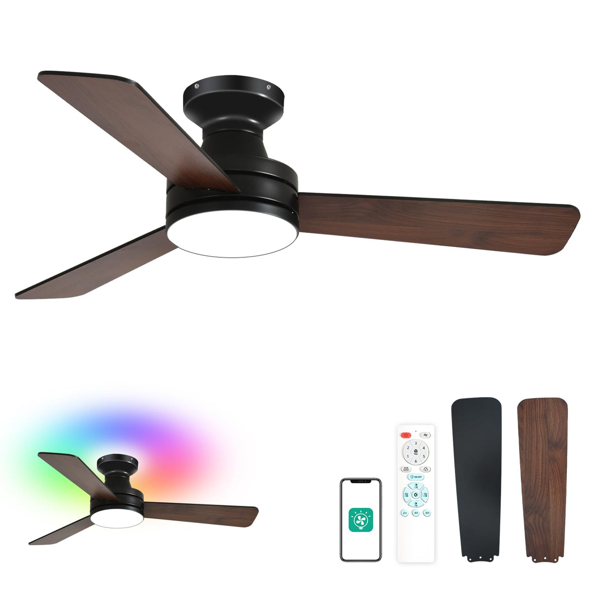 Orison 42-inch ceiling fan with black wood finish delivering strong airflow and stylish ambience