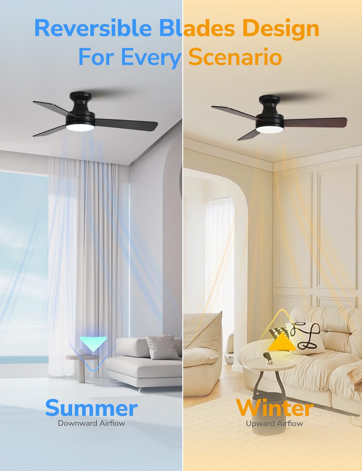 Orison reversible airflow for year-round comfort and even room temperature