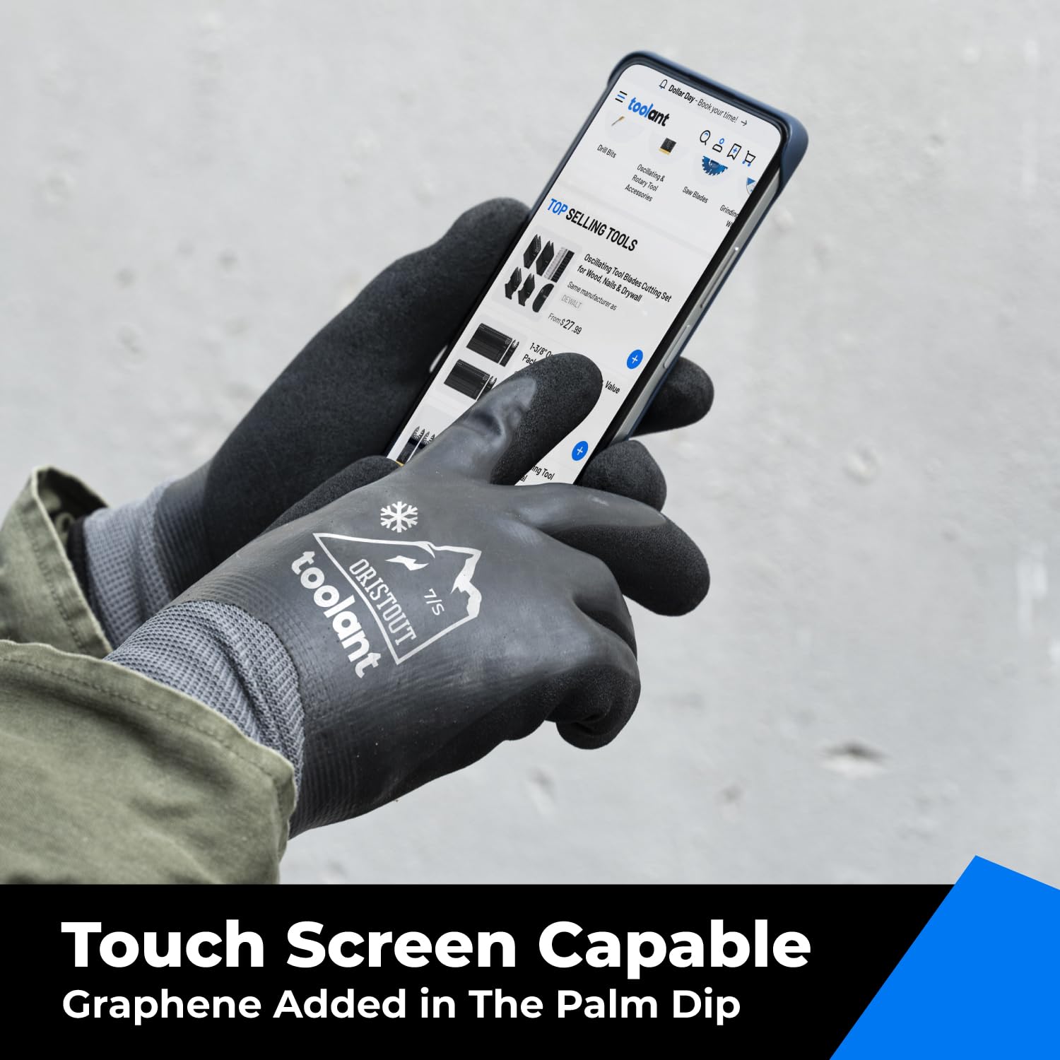 OriStout graphene-enhanced palm dip improves grip in cold work scenarios.