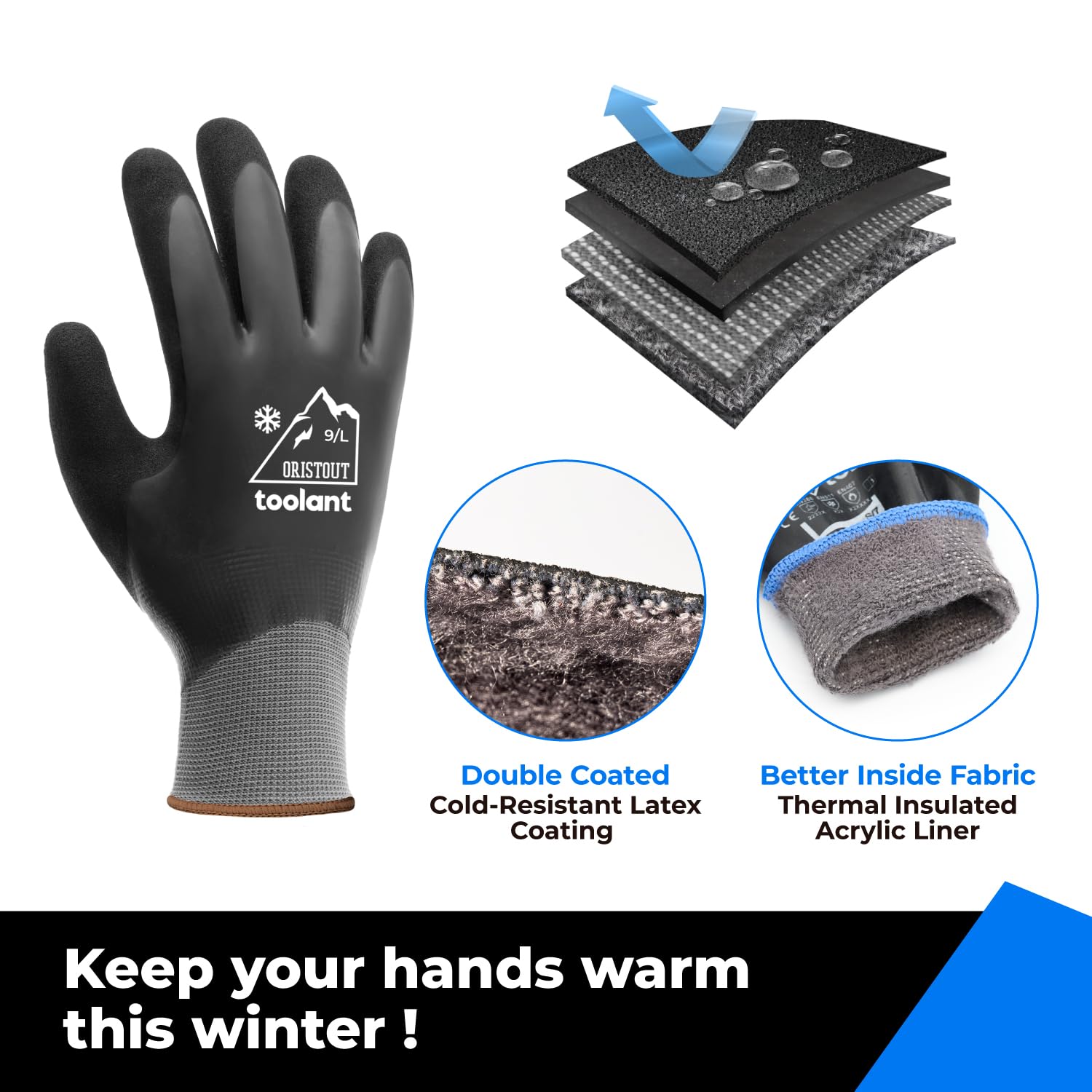 OriStout thermal brushed liner gloves highlighting warmth and all-day comfort.