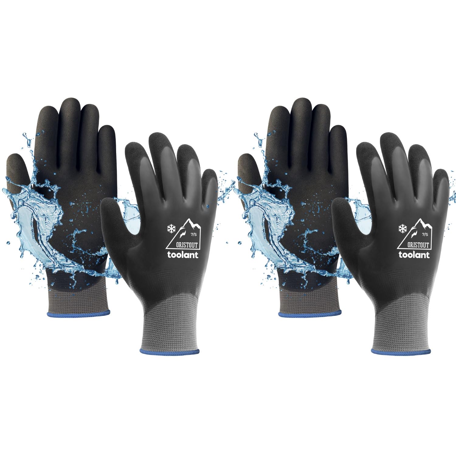 OriStout waterproof winter gloves showing rugged palm grip for metal handling in cold weather.