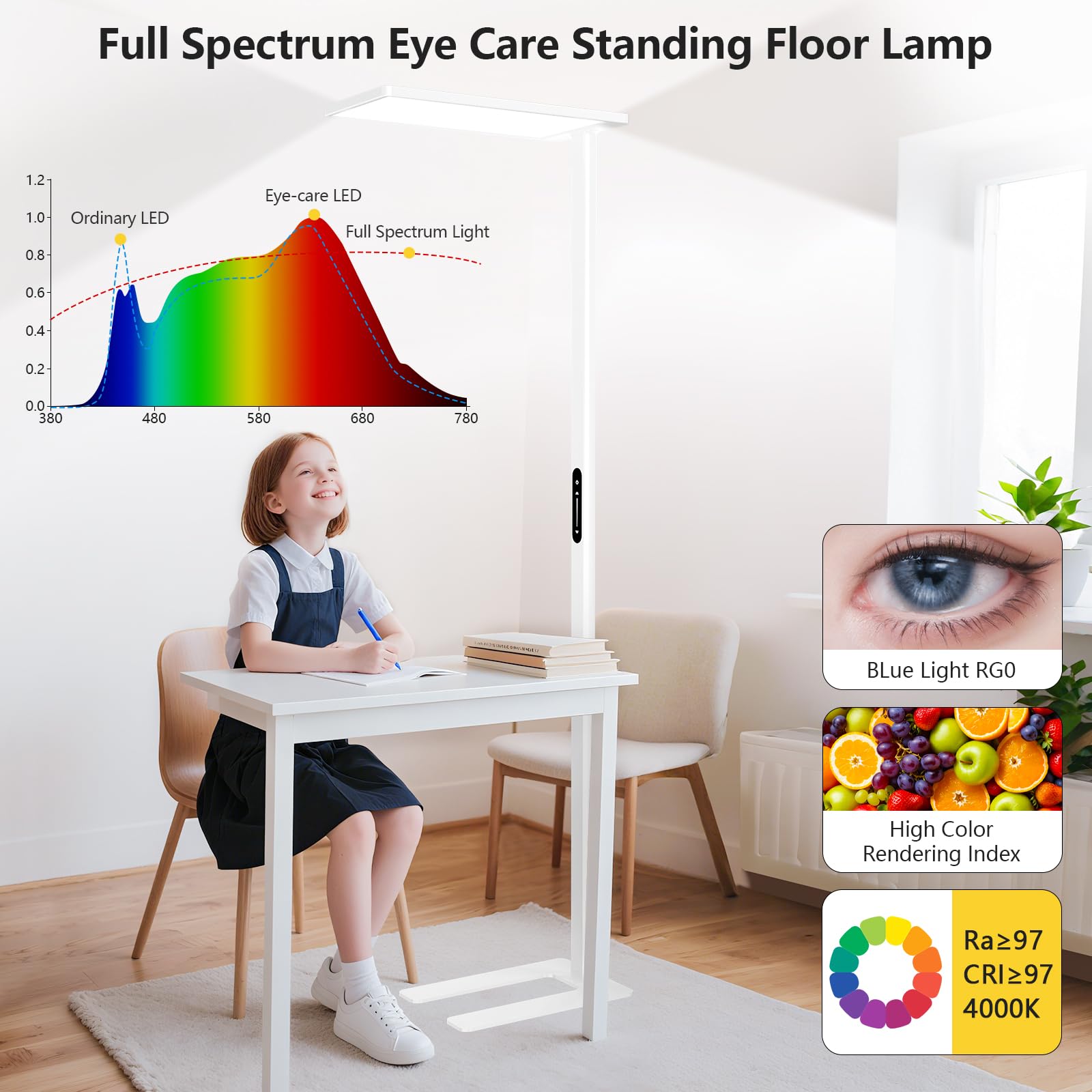 ORITHAM 120W LED floor lamp stands 77 inches tall for expansive living spaces.