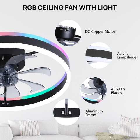 ORITHAM easy install flush mount ceiling fan for quick setup