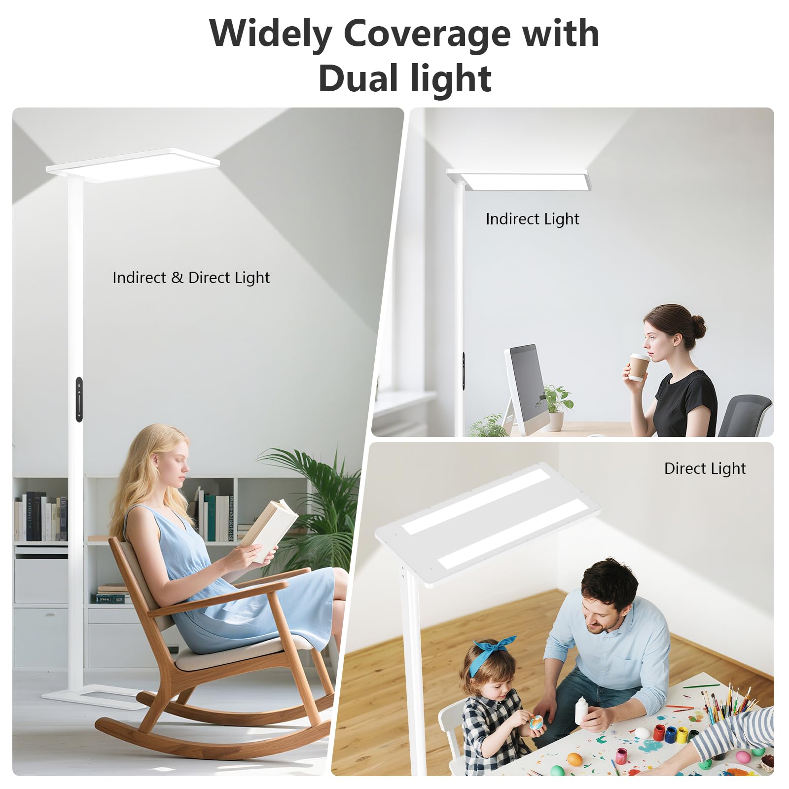 ORITHAM floor lamp uses aluminum base for durable, stable support.