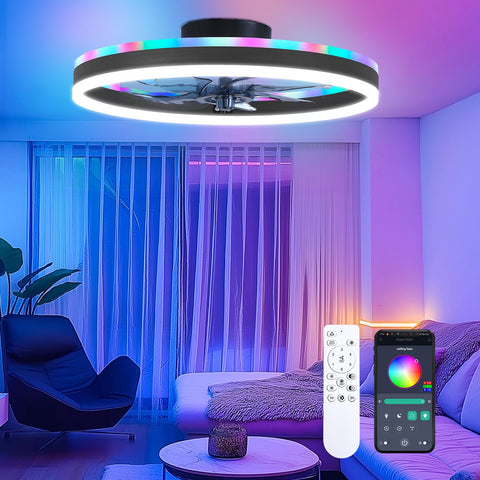ORITHAM RGB ceiling fan light 20in for adjustable cooling and lighting
