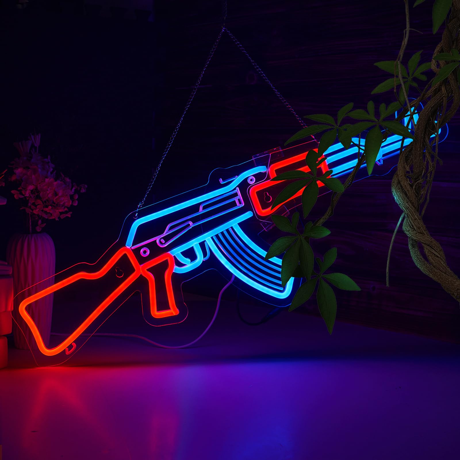 ORIXIAYE Gun Neon Sign wall decor adds bold illumination for any room