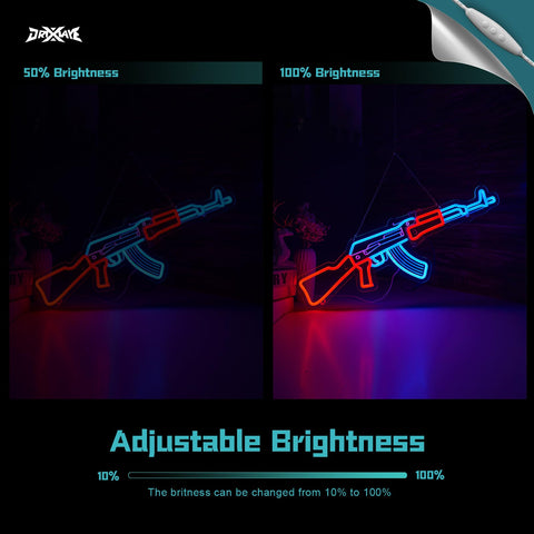 ORIXIAYE Gun Neon Sign wall mount holes enable easy installation