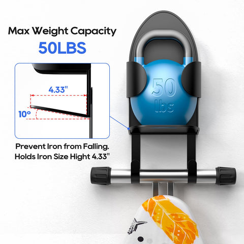ORLESS holds irons and boards up to 66 lbs