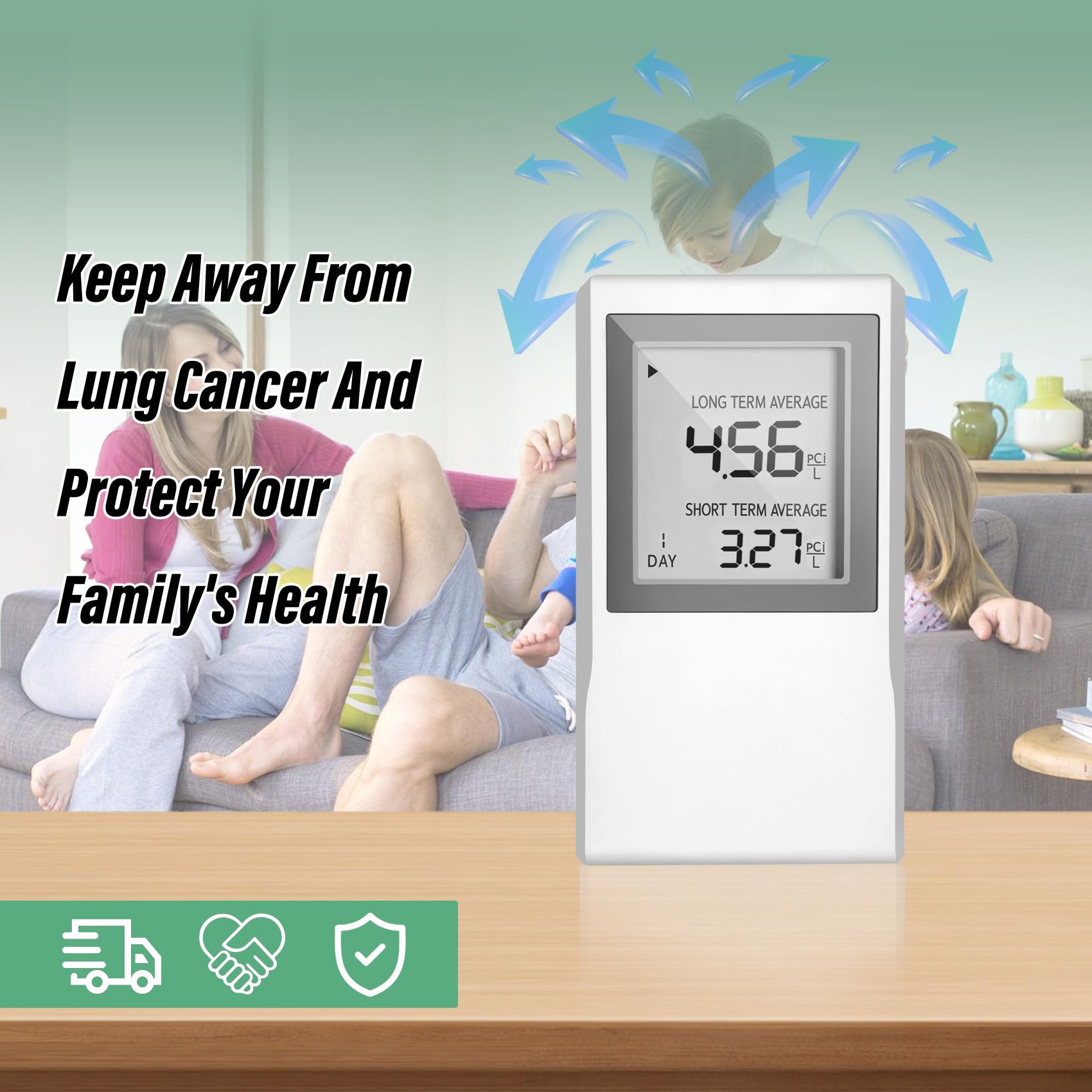 Orsong Radon Detector in basement setup illustrating compact form factor