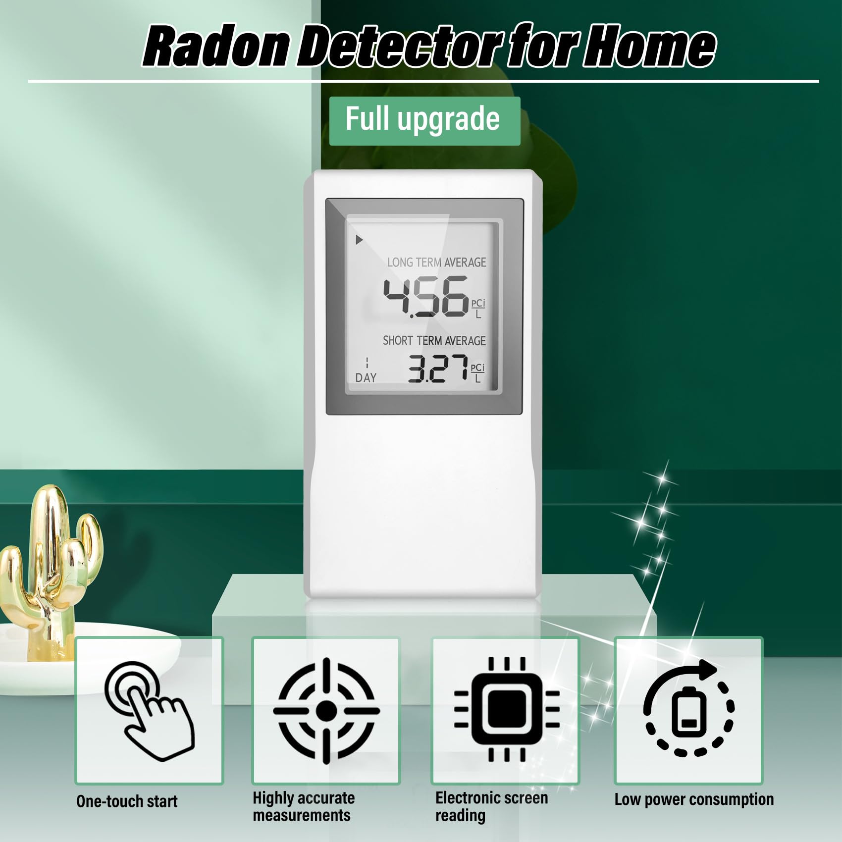Orsong Radon Detector Home White side angle showing compact design