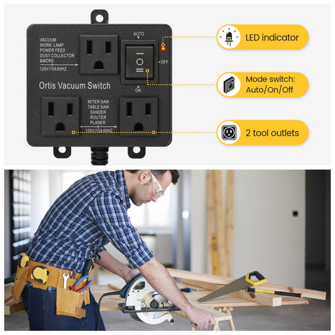 Ortis vacuum switch in auto mode enables hands-free startup for efficiency.