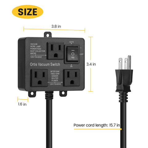 Ortis vacuum switch supports saws, routers, and planers for versatile use.