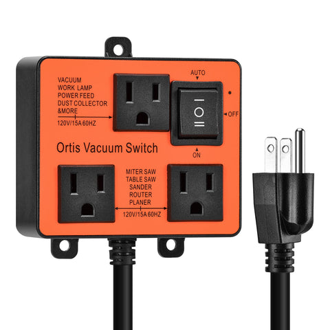 Ortis automatic vacuum switch front view with dual outlets for multitool setup