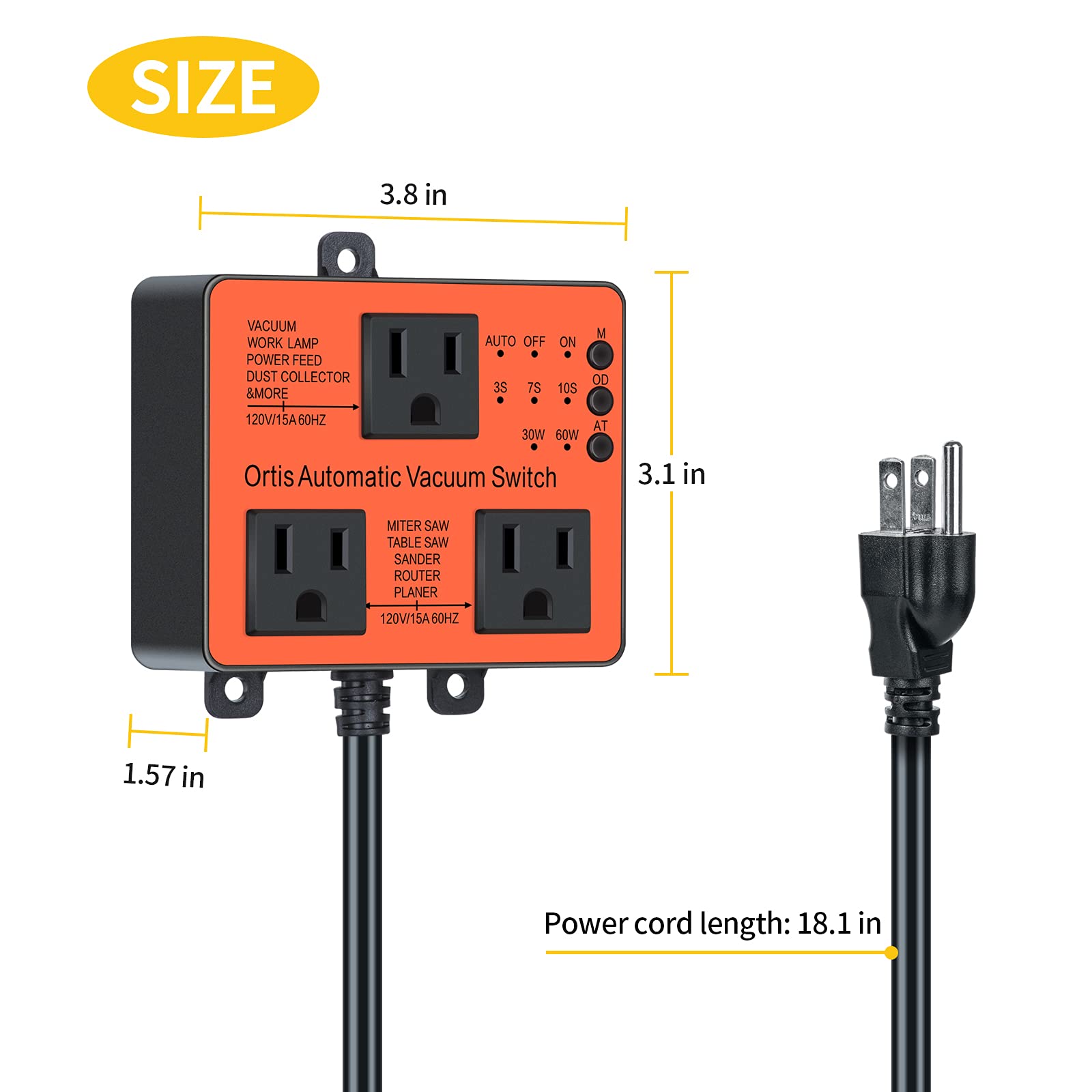 Ortis turn-on delay helps prevent circuit overload during startup.